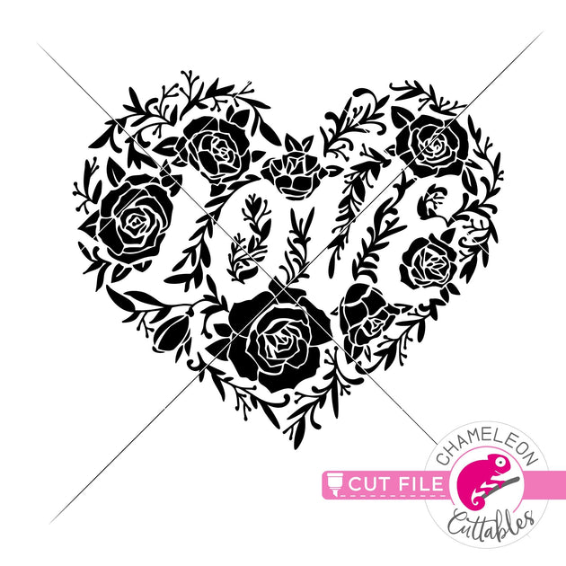 Circle with 3 Roses for Monogram svg png dxf eps Chameleon Cuttables LLC