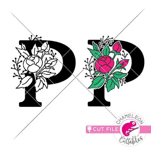 P logo, Letter P monogram, style floral (2315842)