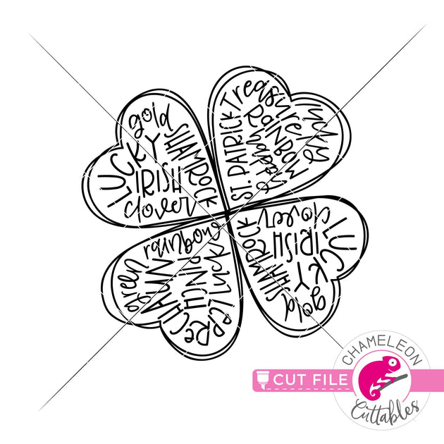 St. Patrick's Day Lucky Clovers Title Clipart & SVG Cut Files