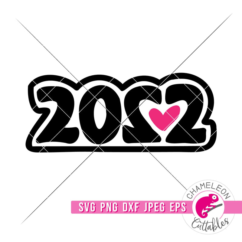 2022 with heart New Year’s Eve svg png dxf eps jpeg SVG DXF PNG Cutting File