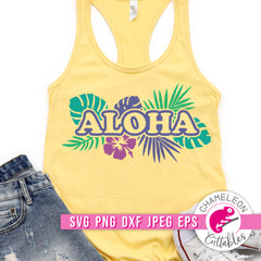 Aloha tropical leaves svg png dxf eps jpeg