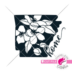 Arkansas state flower Apple Blossom home outline svg png dxf eps jpeg SVG DXF PNG Cutting File