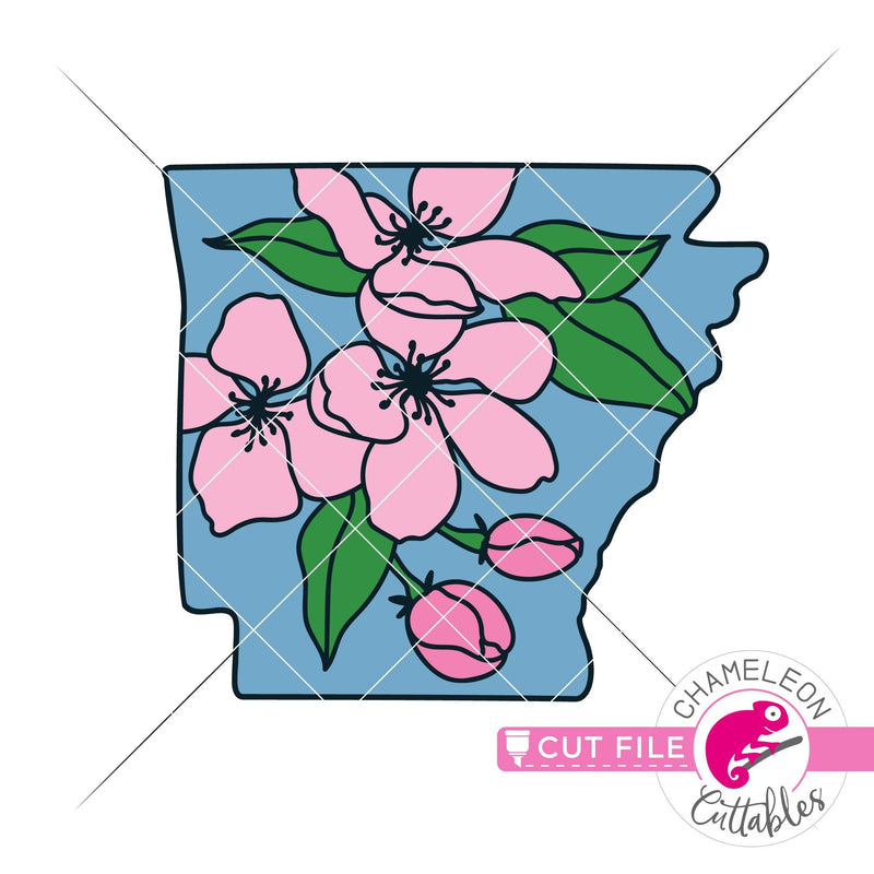 Arkansas state flower Apple Blossom layered svg png dxf eps jpeg SVG DXF PNG Cutting File