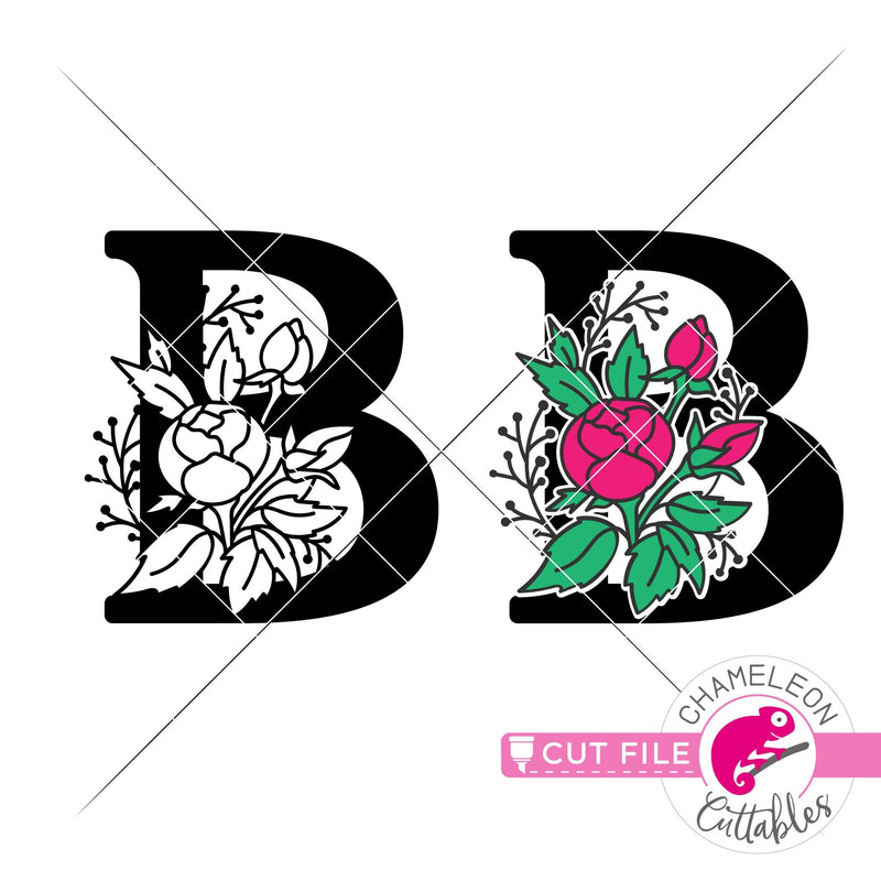 Floral Monogram Frame svg png dxf eps jpeg Chameleon Cuttables LLC