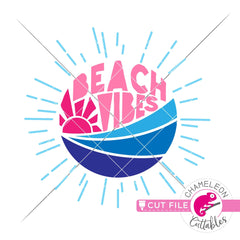 Beach vibes circle with rays svg png dxf eps jpeg SVG DXF PNG Cutting File