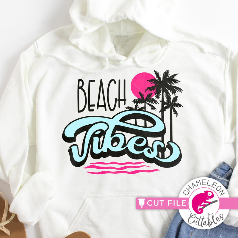 Beach Vibes retro palm trees svg png dxf eps jpeg SVG DXF PNG Cutting File