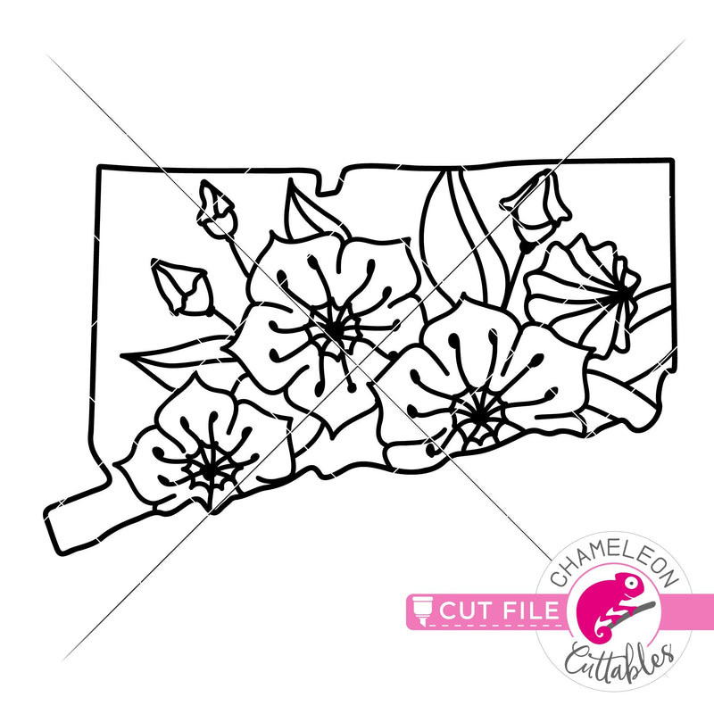 Connecticut state flower Mountain Laurel outline svg png dxf eps jpeg SVG DXF PNG Cutting File