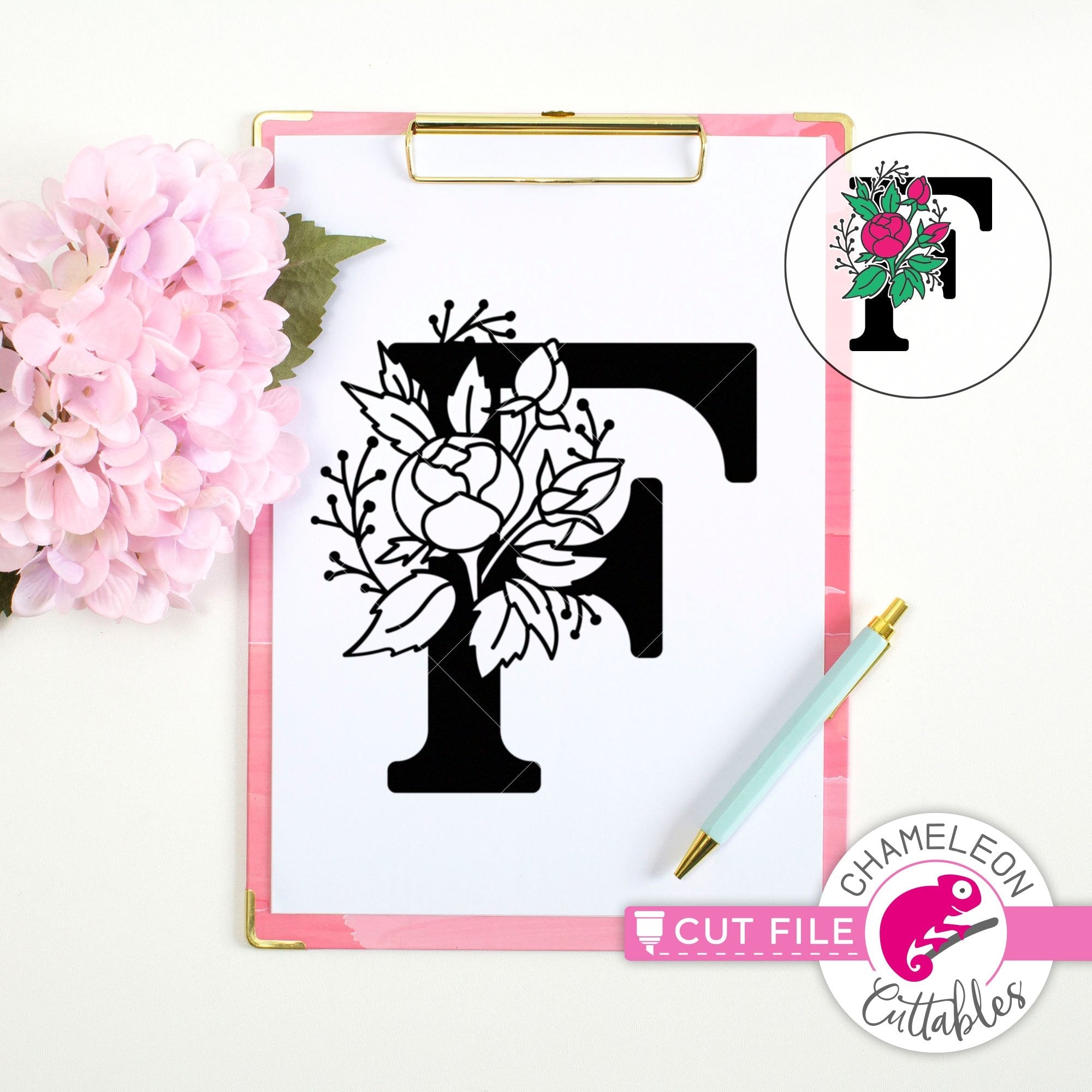  Monogram Letter F With Powder White Rose Floral Sign