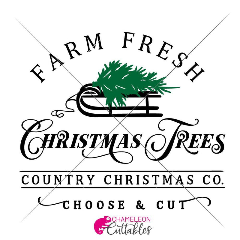 Farm fresh Christmas Trees svg png dxf eps Chameleon Cuttables LLC ...