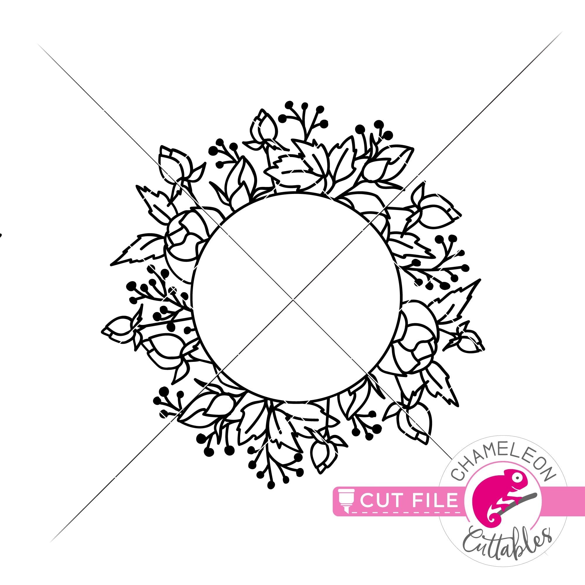 Flower Monogram Frame SVG Cut Files D2