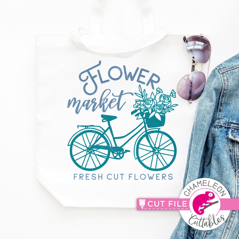 Flower Market Bicycle with Flowers svg png dxf eps jpeg SVG DXF PNG Cutting File