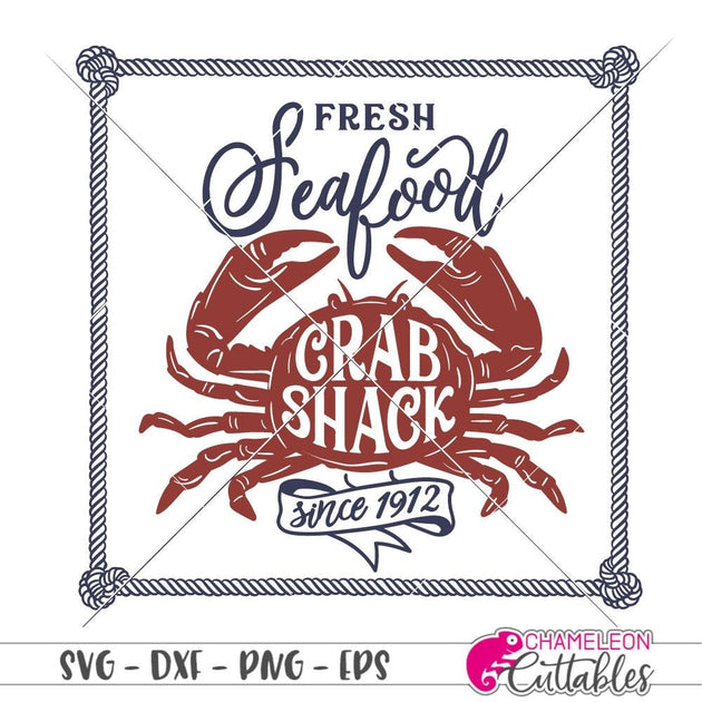 Fresh Seafood Crab Shack square svg png dxf eps Chameleon Cuttables LLC ...