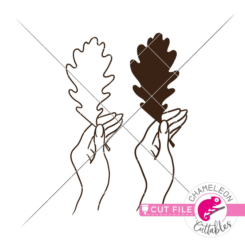 Hand with Fall Leaf svg png dxf eps jpeg SVG DXF PNG Cutting File