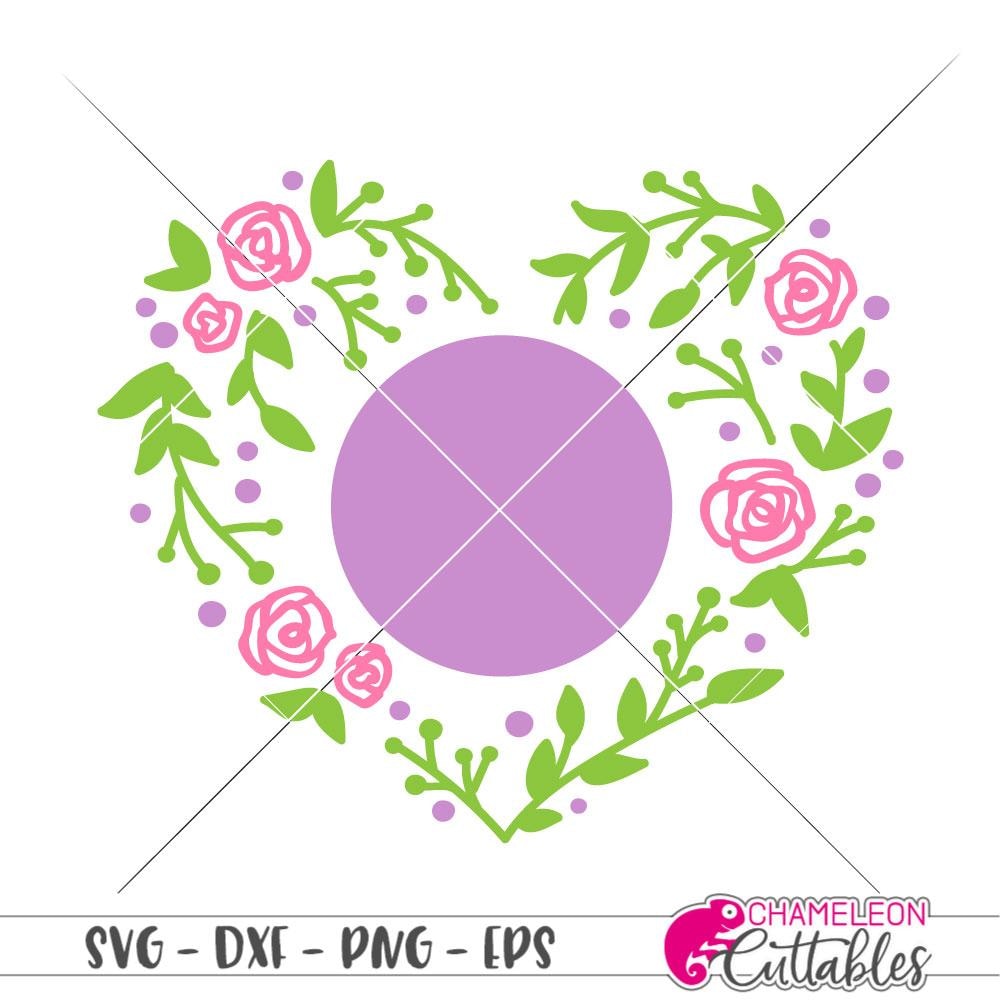 Rose and Tulip Circle Monogram Frame Designs, SVG,DXF,EPS and PNG By ESI  Designs