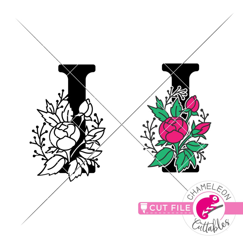 Floral Monogram Frame svg png dxf eps jpeg Chameleon Cuttables LLC