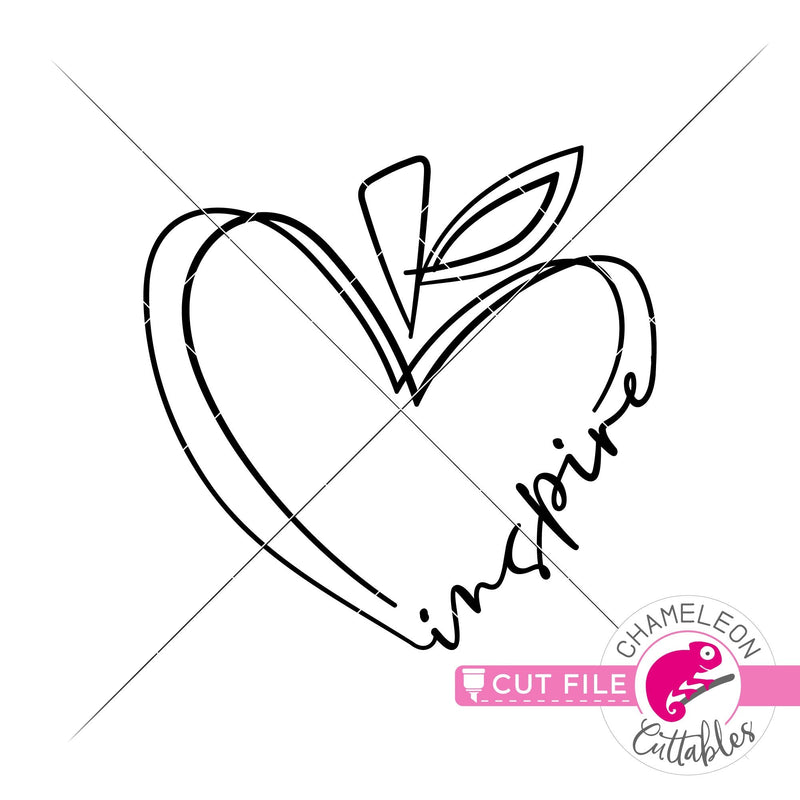 Inspire Apple Heart Teacher svg png dxf eps jpeg SVG DXF PNG Cutting File