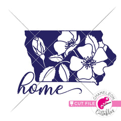 Iowa state flower Wild Rose Home outline svg png dxf eps jpeg SVG DXF PNG Cutting File