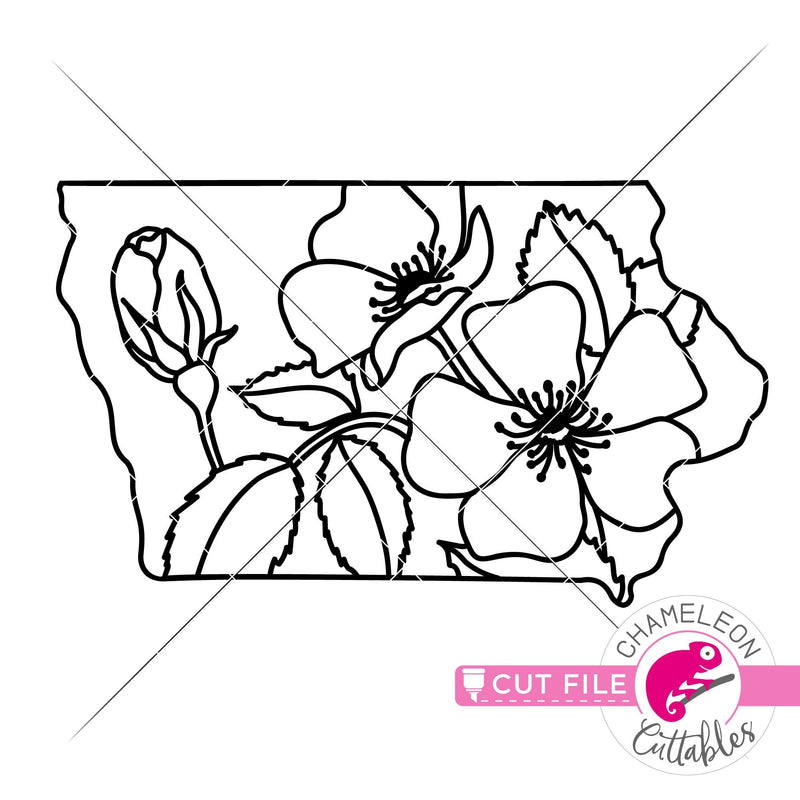 Iowa state flower Wild Rose outline svg png dxf eps jpeg SVG DXF PNG Cutting File