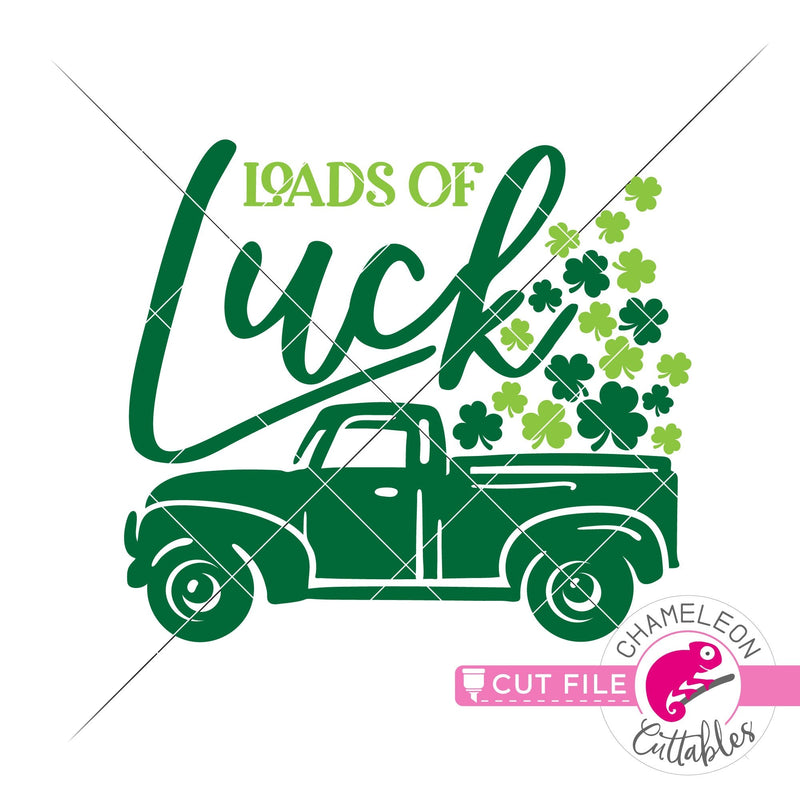 Loads of Luck St. Patricks Day truck with clovers svg png dxf eps jpeg SVG DXF PNG Cutting File