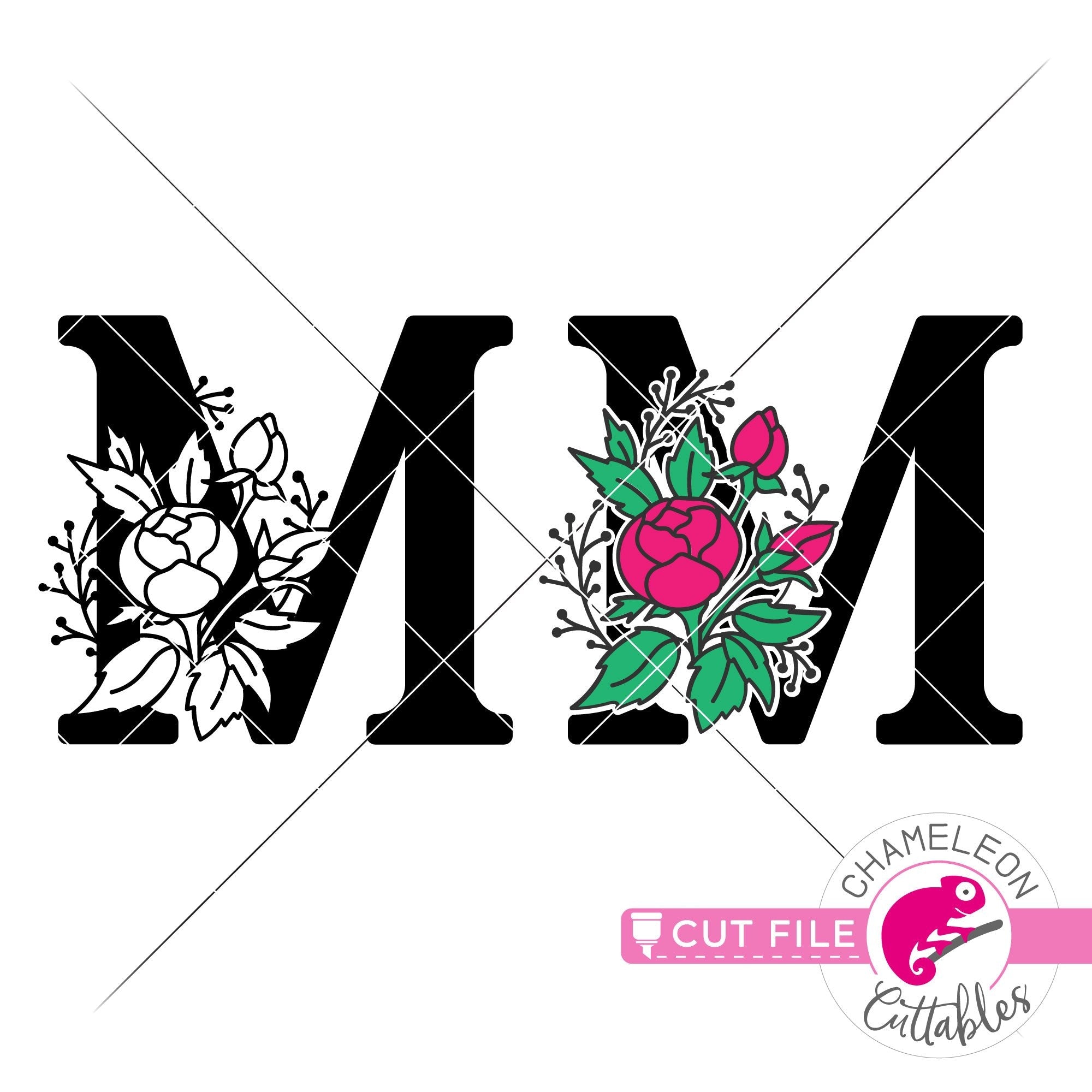Rose Monogram SVG, Floral Split Name Monogram Svg. Vector Cut file For  Silhouette, Cricut, Pdf Eps Png Dxf, Stencil, Decal, Pin, Sticker.