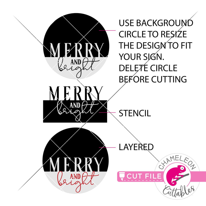 Merry and bright for round sign svg png dxf eps jpeg SVG DXF PNG Cutting File