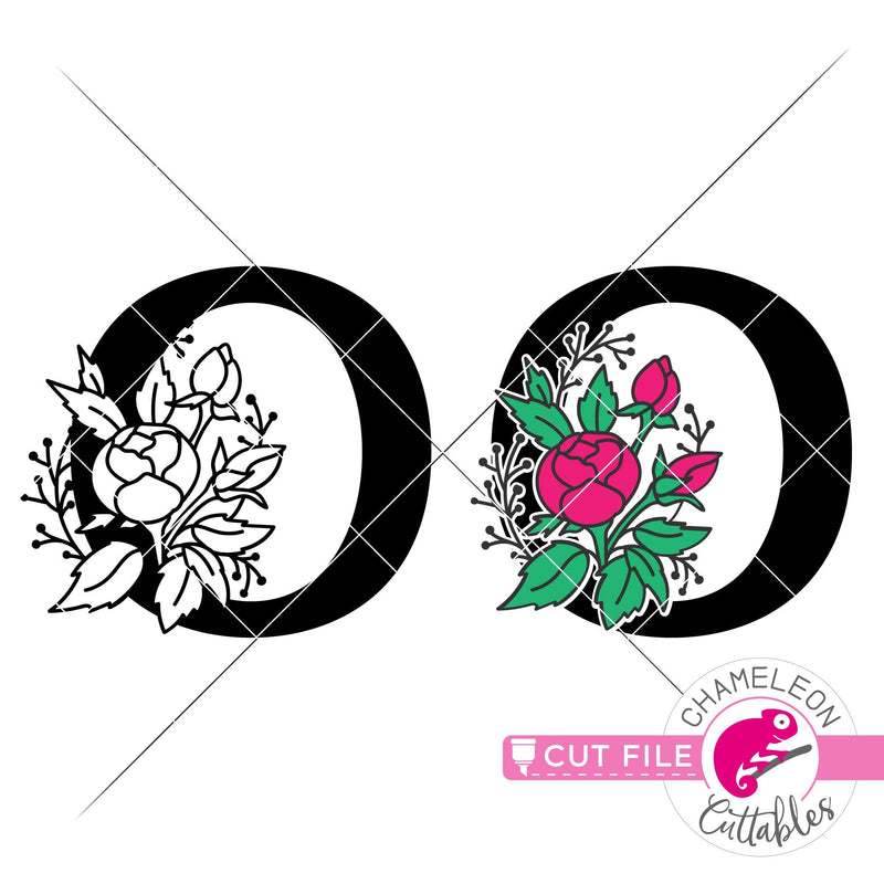 Floral Monogram Frame svg png dxf eps jpeg Chameleon Cuttables LLC