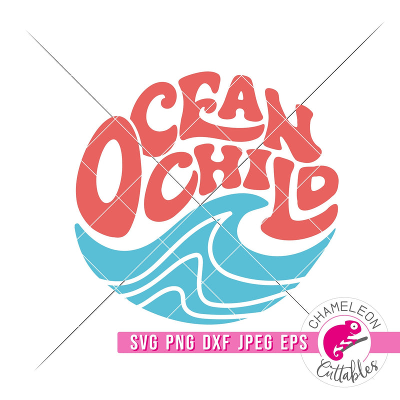 Ocean Child Wave Retro svg png dxf eps jpeg SVG DXF PNG Cutting File