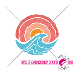 Ocean Wave Retro Bundle svg png dxf eps jpeg SVG DXF PNG Cutting File