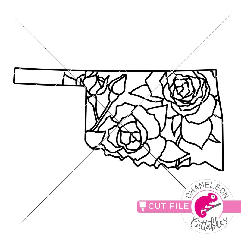 Oklahoma state flower Rose outline svg png dxf eps jpeg SVG DXF PNG Cutting File