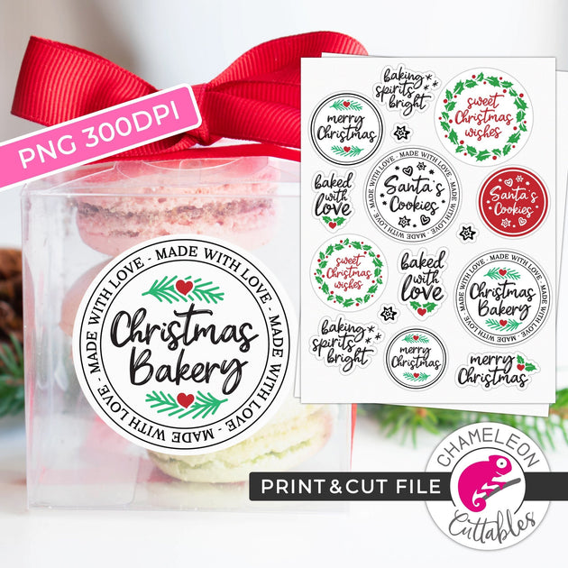 Print and Cut Christmas Baking Stickers Bundle PNG Chameleon Cuttables ...