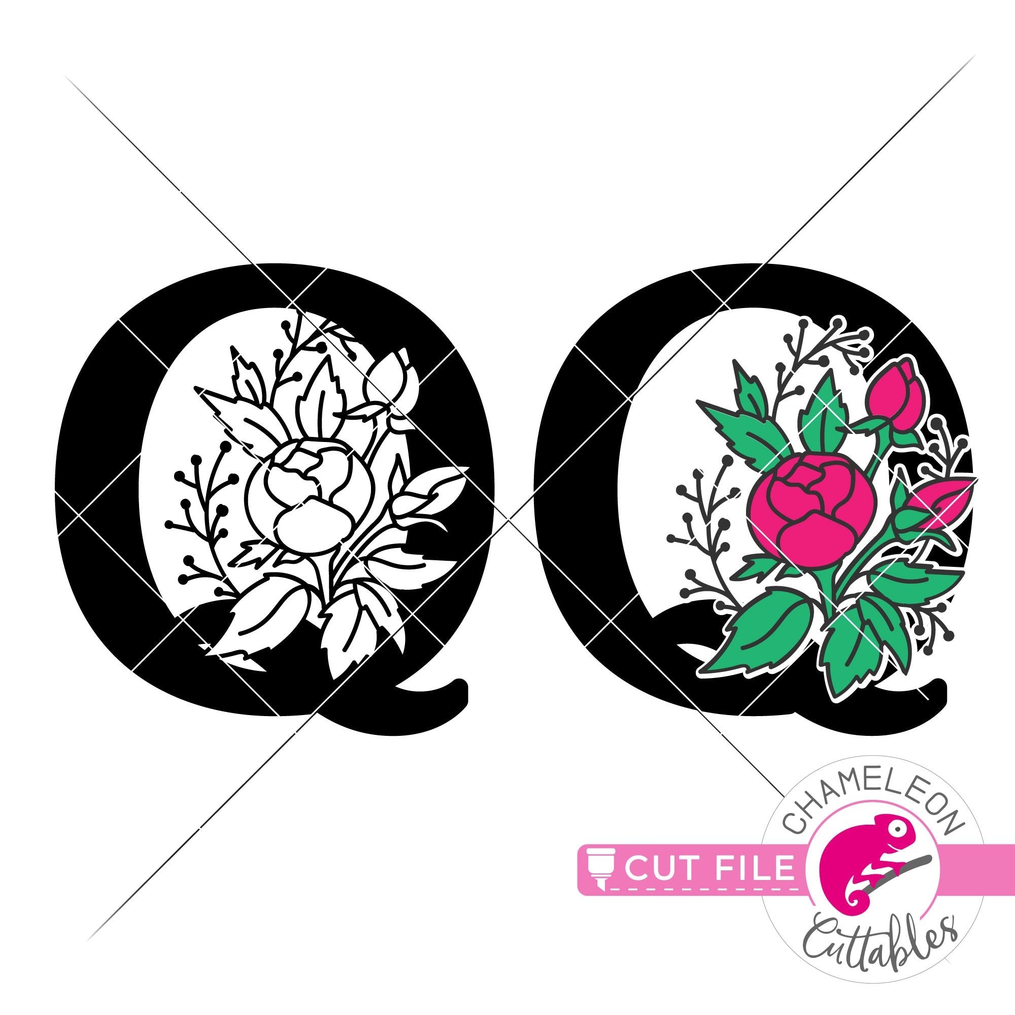 Floral Monogram Circle SVG cut file at