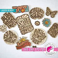 Retro Hippie Sticker Bundle for Laser cutter svg dxf eps pdf SVG DXF PNG Cutting File