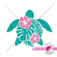 Sea Turtle Hibiscus svg png dxf eps jpeg SVG DXF PNG Cutting File