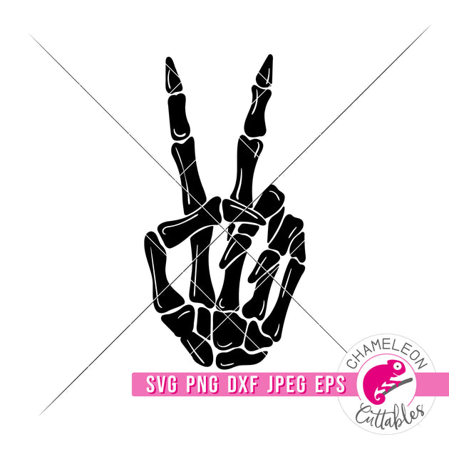 Peace Sign Skeleton Hand Halloween svg png dxf eps jpeg Chameleon ...