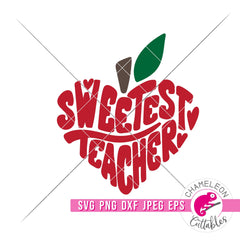 Sweetest teacher apple heart svg png dxf eps jpeg SVG DXF PNG Cutting File