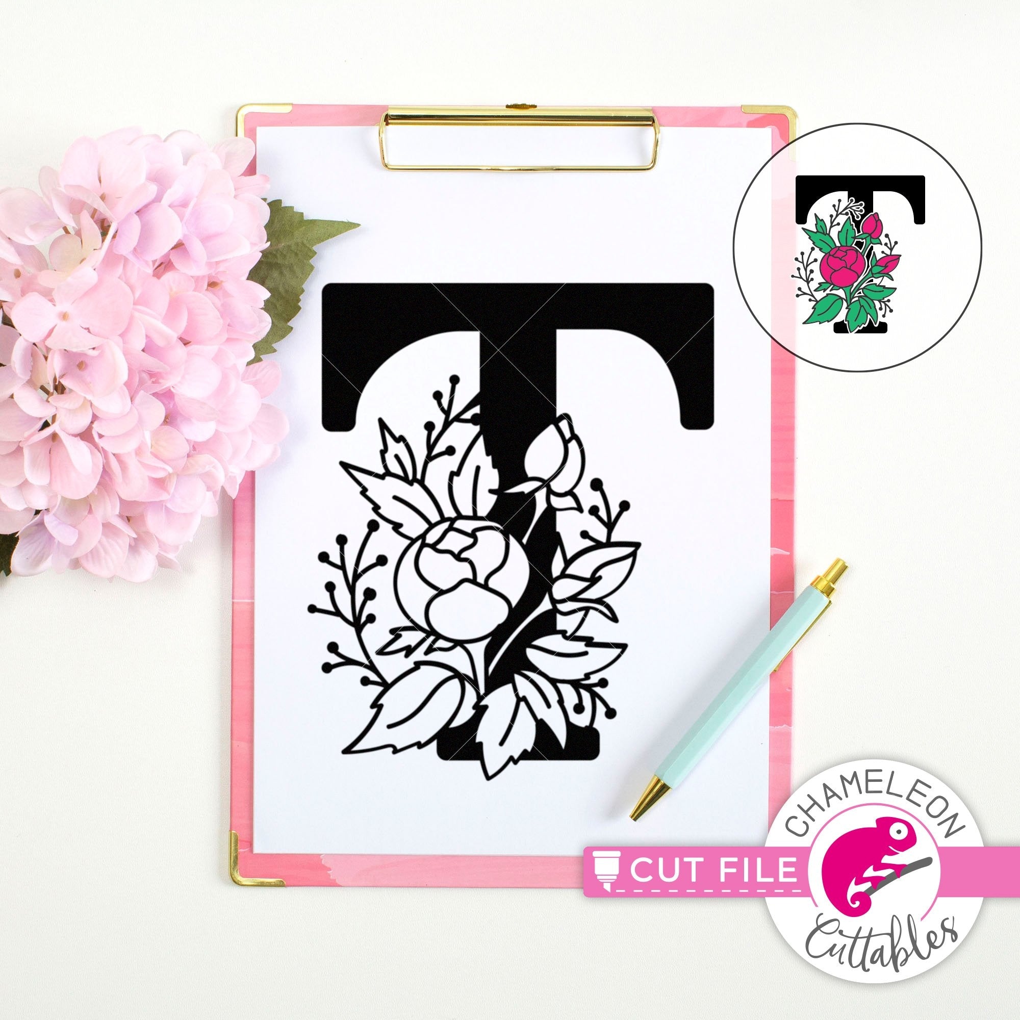 Split Floral Letter Monogram, Personalized Flower Letter L Classic  T-Shirt for Sale by BeeMeCreative
