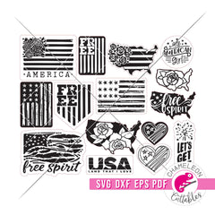 USA Wood Sticker Bundle for Laser cutter svg dxf eps pdf SVG DXF PNG Cutting File