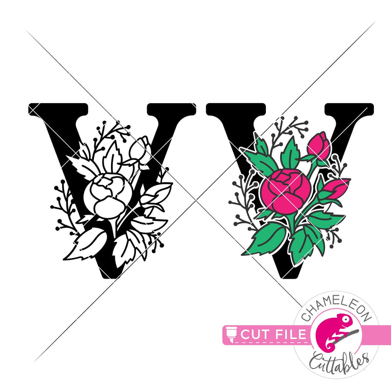 Floral Monogram Frame svg png dxf eps jpeg Chameleon Cuttables LLC