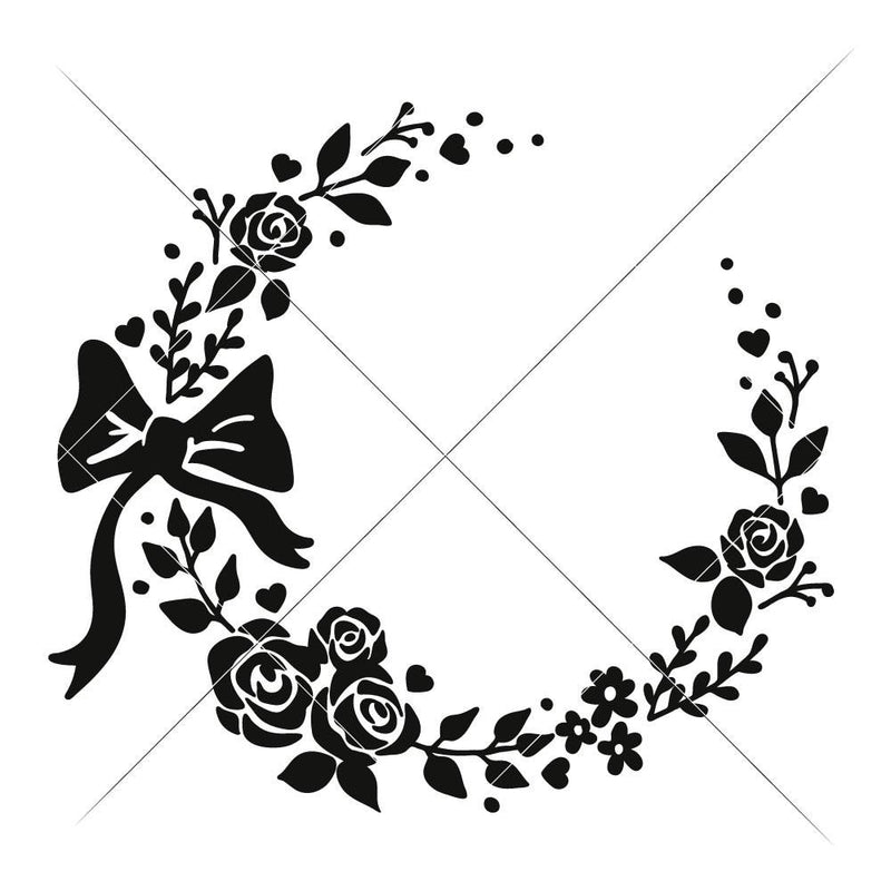 Flower monogram frame svg cut file, Circle floral wreath