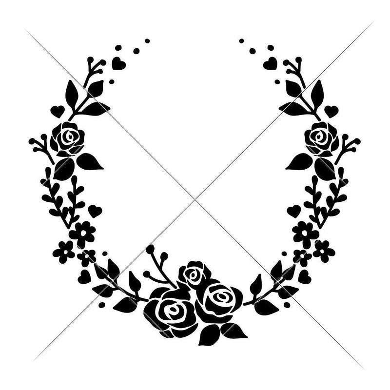 Rose Monogram svg, Rose Wreath Svg, Flower Monogram Frame Svg, Name Frame  Svg, Girl Initial Border Svg for Cricut, Silho