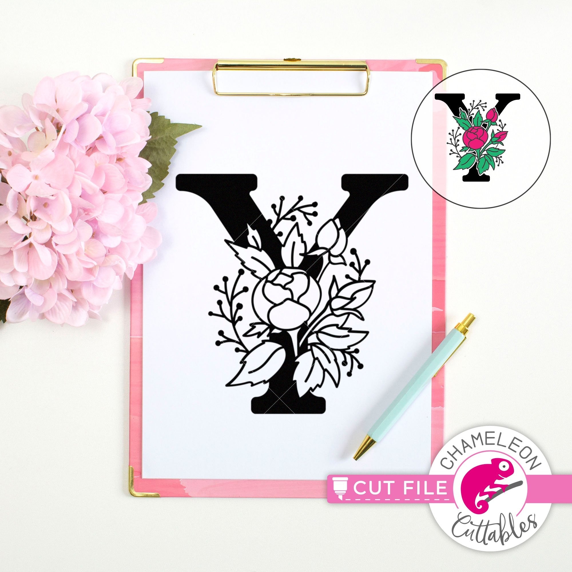 Y logo, Letter Y monogram, style floral (2315829)